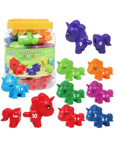 WOOPIE rinkinys Montessori spalvų vienaragio figūrėlių "Match Numbers" lankstymui 13 vnt.