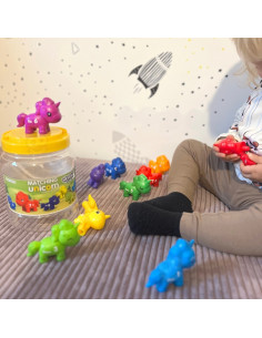 WOOPIE rinkinys Montessori spalvų vienaragio figūrėlių "Match Numbers" lankstymui 13 vnt. 2