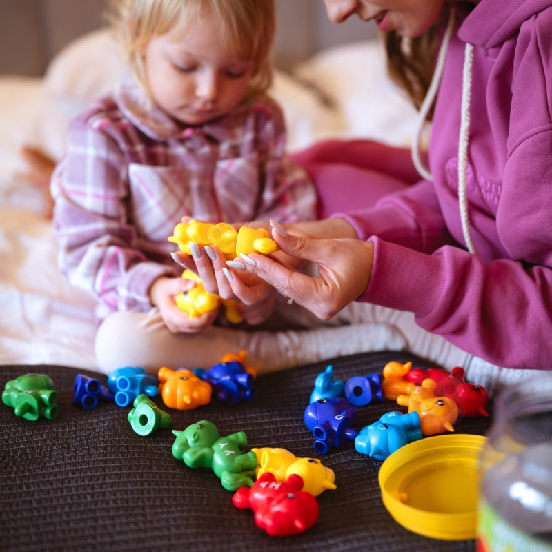 WOOPIE rinkinys Montessori spalvų vienaragio figūrėlių "Match Numbers" lankstymui 13 vnt.