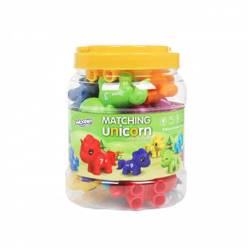 WOOPIE rinkinys Montessori spalvų vienaragio figūrėlių "Match Numbers" lankstymui 13 vnt.