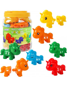 WOOPIE Montessori figūrėlių edukacinis rinkinys vienaragiai sulankstomas "Match the Letters" 13 vnt.