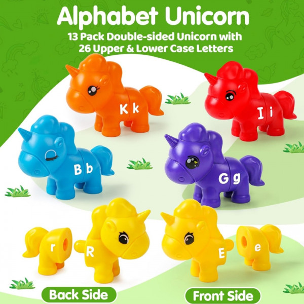 WOOPIE Montessori figūrėlių edukacinis rinkinys vienaragiai sulankstomas "Match the Letters" 13 vnt. WOOPIE Montessori figūrėlių edukacinis rinkinys vienaragiai sulankstomas "Match the Letters" 13 vnt.