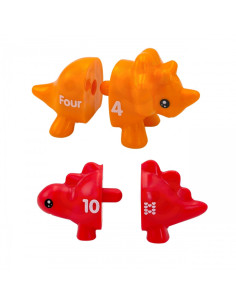 WOOPIE Montessori spalvų skaičių mokymosi rinkinys Dinozaurų figūrėlės lankstymui "Match Numbers" 10 vnt. 2