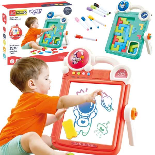 WOOPIE Двусторонняя доска для рисования, игра «Тетрис» 2 в 1, оранжевая