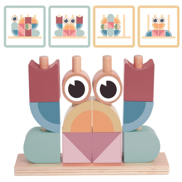 Игрушка TOOKY "Краб" - деревянная головоломка, набор кубиков, пастель