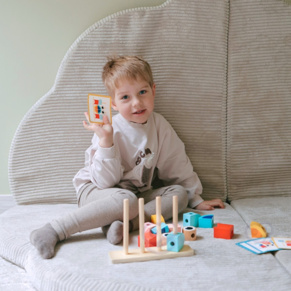 Игрушка TOOKY "Краб" - деревянная головоломка, набор кубиков, пастель