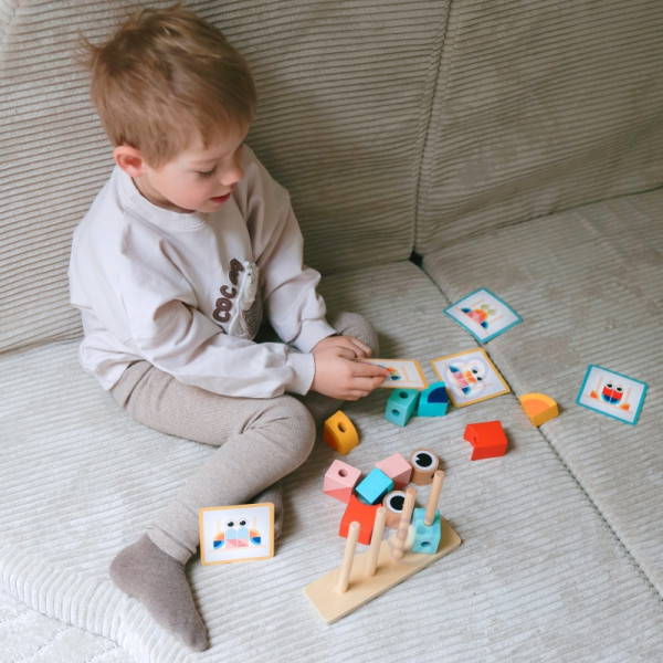 Игрушка TOOKY "Краб" - деревянная головоломка, набор кубиков, пастель