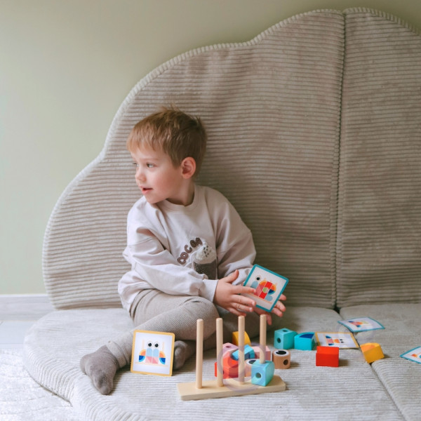 Игрушка TOOKY "Краб" - деревянная головоломка, набор кубиков, пастель