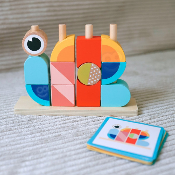 Игрушка TOOKY "Краб" - деревянная головоломка, набор кубиков, пастель