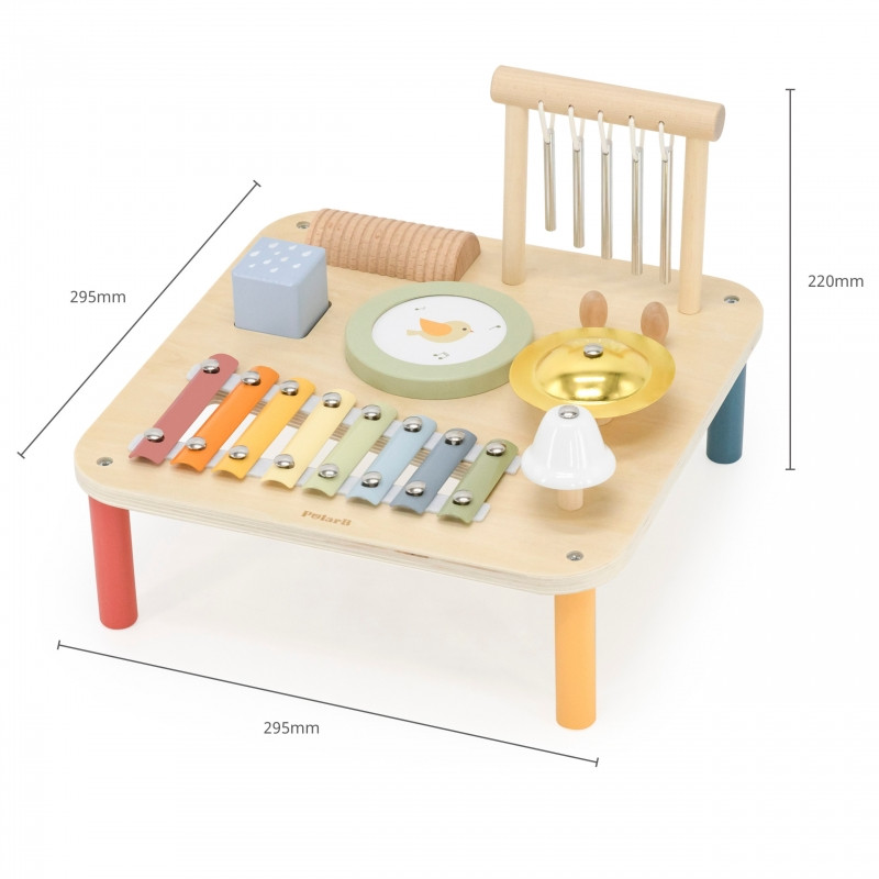 Viga medinis mokomasis muzikinis sensorinis stalas 7in1