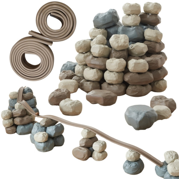 MASTERKIDZ Elastyczny Tor Kulkowy + Gumowe Kamienie Konstrukcyjne 98 el.