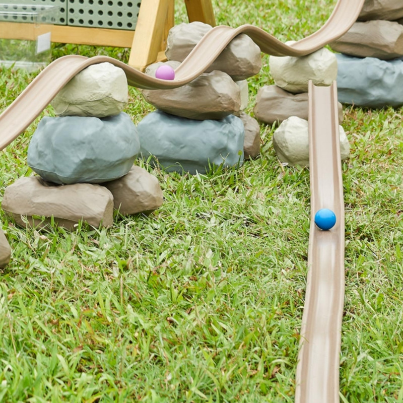 MASTERKIDZ lankstus kamuoliukų takelis + guminiai statybiniai akmenys 42 vnt.