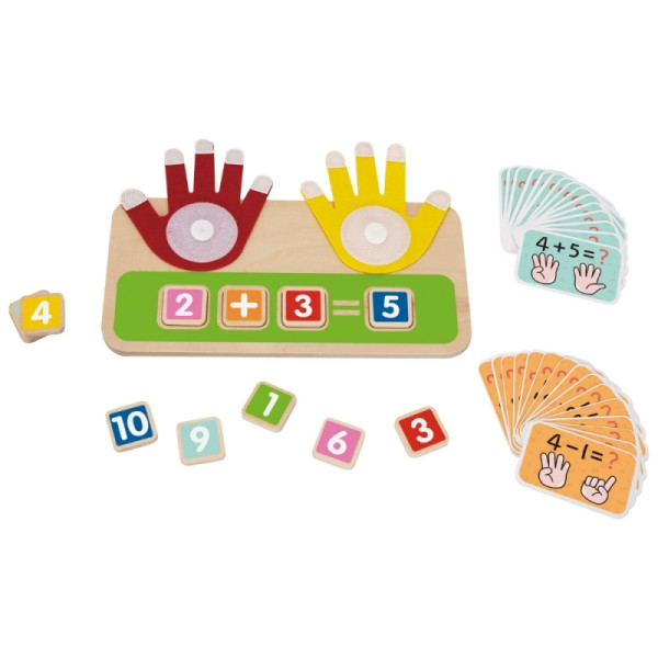 TOOKY TOY medinis lavinamasis žaislas, skirtas mokytis skaičiuoti pirštų sudėjimą ir atimtį TOOKY TOY medinis lavinamasis žaislas, skirtas mokytis skaičiuoti pirštų sudėjimą ir atimtį
