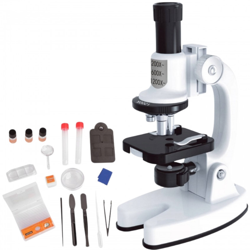 Цифровой светодиодный микроскоп WOOPIE с 1200-кратным увеличением, комплект XXL с адаптером для смартфона