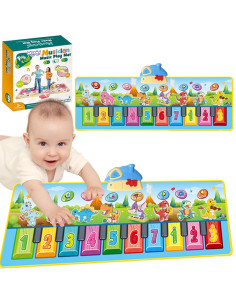 WOOPIE muzikos kilimėlis XXL Dinusie 2in1 fortepijonas 8 melodijos 110cm