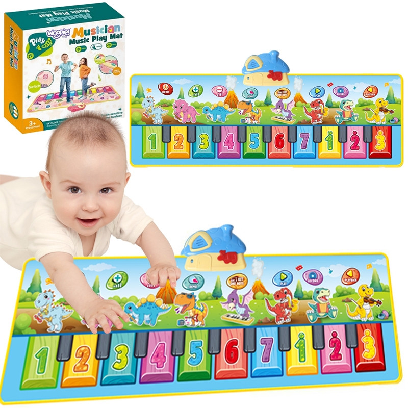 WOOPIE muzikos kilimėlis XXL Dinusie 2in1 fortepijonas 8 melodijos 110cm