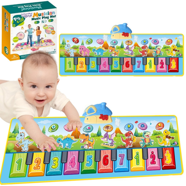 WOOPIE muzikos kilimėlis XXL Dinusie 2in1 fortepijonas 8 melodijos 110cm WOOPIE muzikos kilimėlis XXL Dinusie 2in1 fortepijonas 8 melodijos 110cm