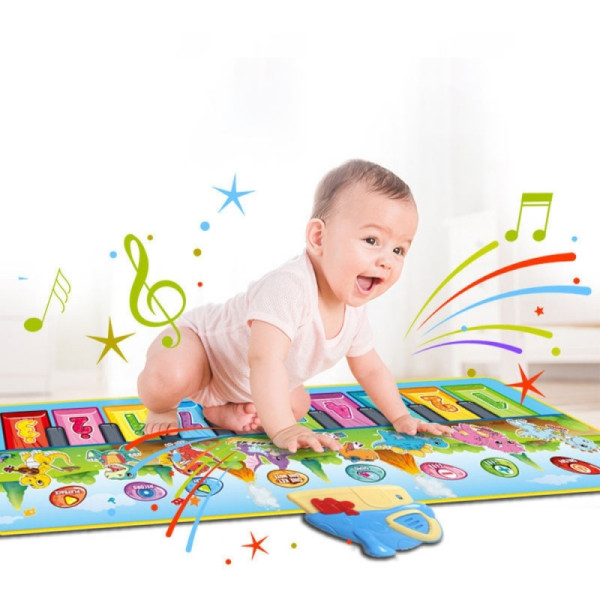 WOOPIE muzikos kilimėlis XXL Dinusie 2in1 fortepijonas 8 melodijos 110cm WOOPIE muzikos kilimėlis XXL Dinusie 2in1 fortepijonas 8 melodijos 110cm