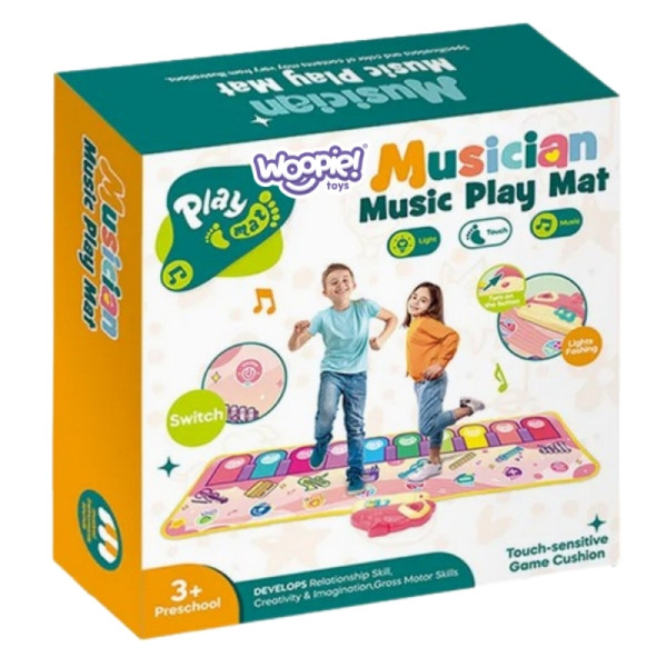 WOOPIE muzikos kilimėlis XXL Dinusie 2in1 fortepijonas 8 melodijos 110cm WOOPIE muzikos kilimėlis XXL Dinusie 2in1 fortepijonas 8 melodijos 110cm