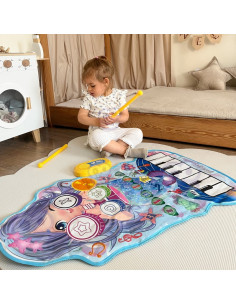 WOOPIE Mermaid muzikos kilimėlis 2in1 interaktyvūs būgnai 2