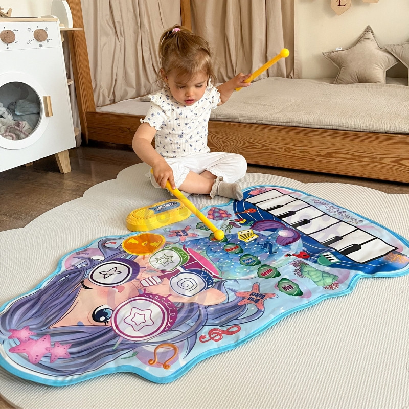 WOOPIE Mermaid muzikos kilimėlis 2in1 interaktyvūs būgnai