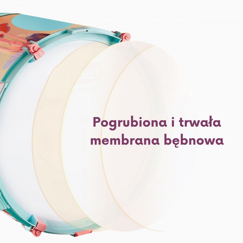 WOOPIE edukaciniai būgnai vaikams 5 būgnai 1 cimbolas + gyvūnų taburetė