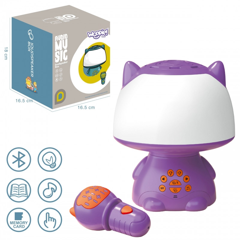 WOOPIE daugiafunkcinis RGB šviesos bluetooth garsiakalbis karaoke balso moduliatorius SD kortelė violetinė