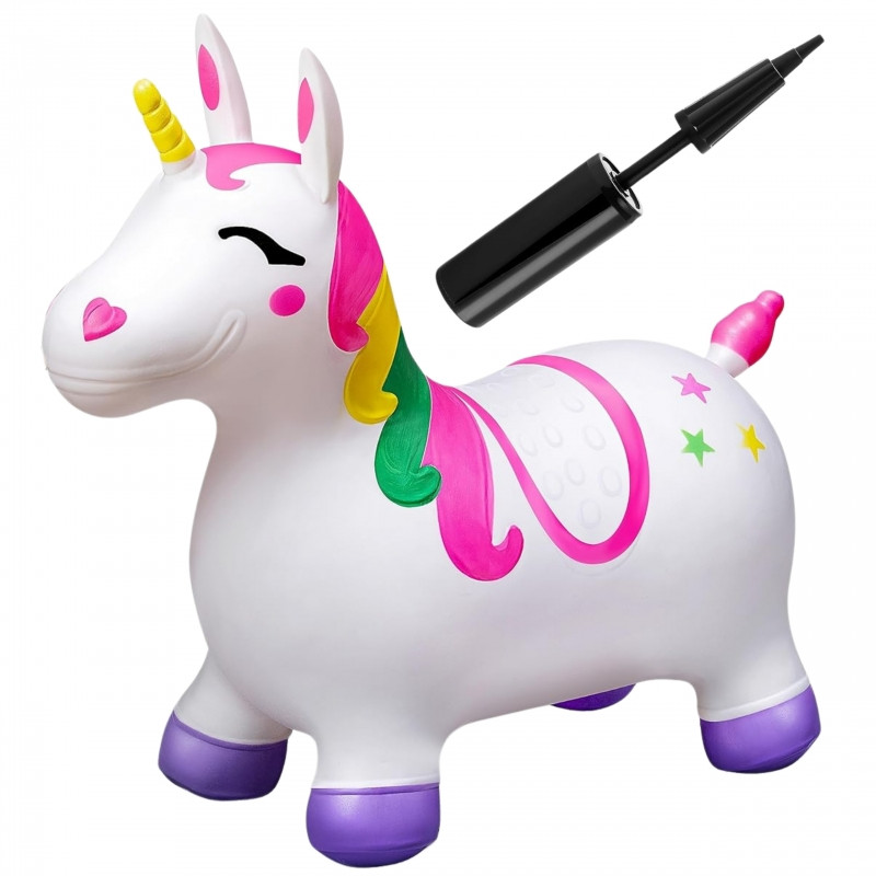 WOOPIE guminis šokliukas baltas Vienaragis, su pompa