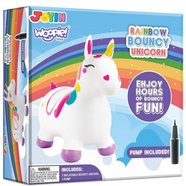 WOOPIE guminis šokliukas baltas Vienaragis, su pompa