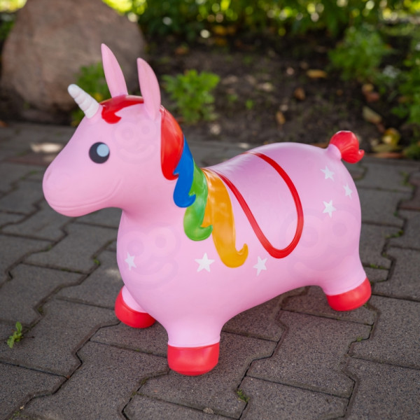 WOOPIE guminis šokliukas rožinis Vienaragis, su pompa