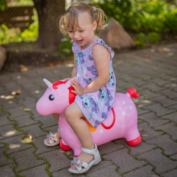 WOOPIE guminis šokliukas rožinis Vienaragis, su pompa