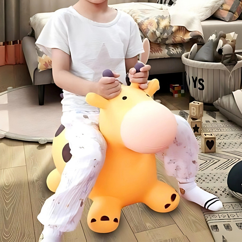 WOOPIE pripučiamas guminis šokliukas Žirafa, su pompa