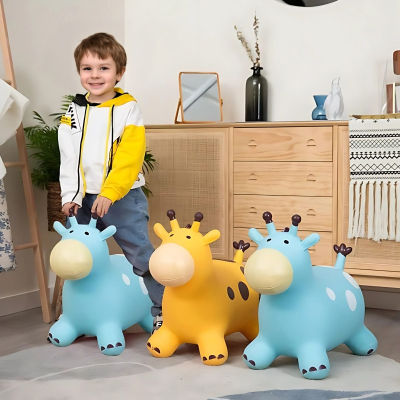 WOOPIE pripučiamas guminis šokliukas Žirafa, su pompa