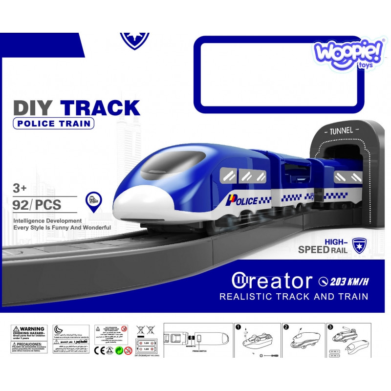 WOOPIE Электропоезд Вагончик Полицейский участок Вертолет Машины 92 шт.