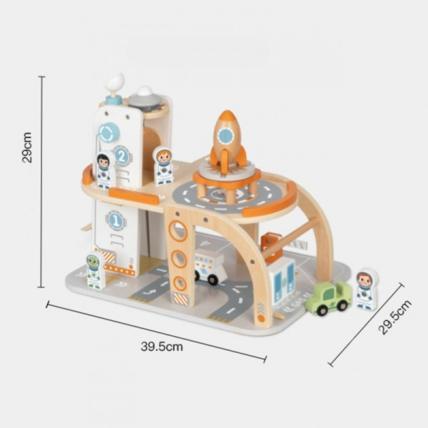 TOOKY TOY medinės kosminės stoties automobilių stovėjimo aikštelė