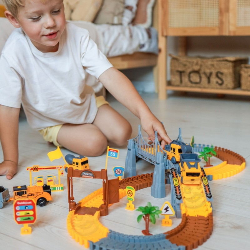 WOOPIE Car Track XXL elektrinio geležinkelio statybvietė 174 vnt.