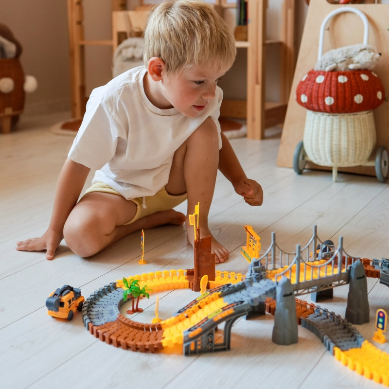 WOOPIE Car Track XXL elektrinio geležinkelio statybvietė 174 vnt.