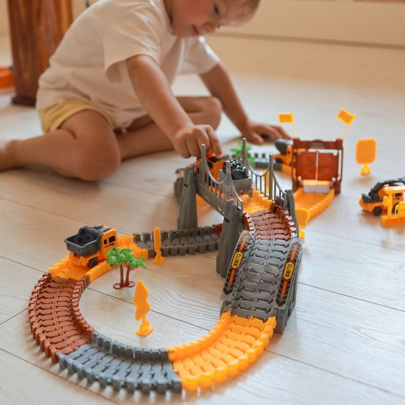 WOOPIE Car Track XXL elektrinio geležinkelio statybvietė 174 vnt.