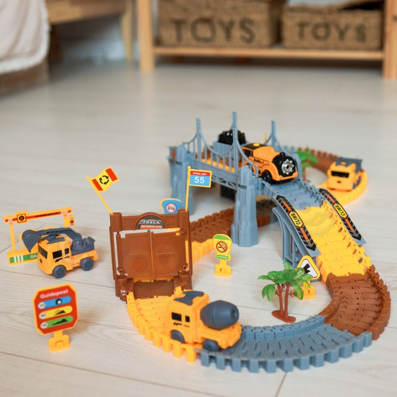 WOOPIE Car Track XXL elektrinio geležinkelio statybvietė 174 vnt.