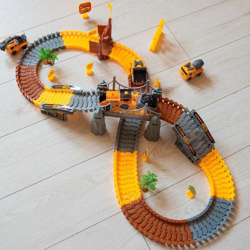 WOOPIE Car Track XXL elektrinio geležinkelio statybvietė 174 vnt.