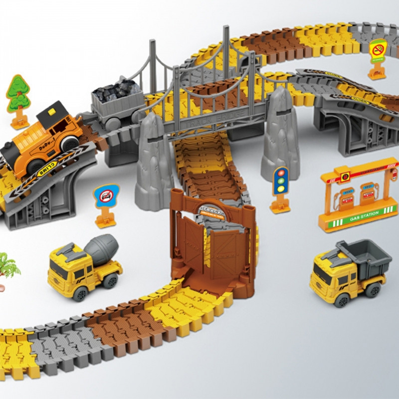 WOOPIE Car Track XXL elektrinio geležinkelio statybvietė 174 vnt.