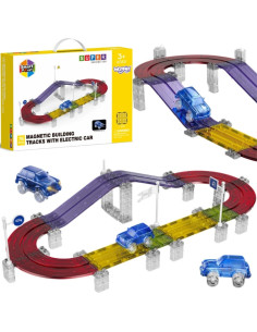 WOOPIE magnetinė lenktyninių automobilių trasa + automobilis 76 vnt.