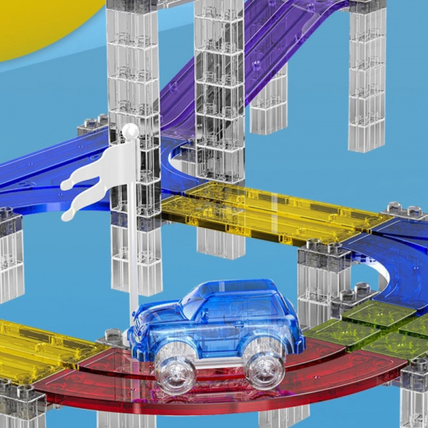 WOOPIE magnetinė lenktyninių automobilių trasa + automobilis 76 vnt. WOOPIE magnetinė lenktyninių automobilių trasa + automobilis 76 vnt.