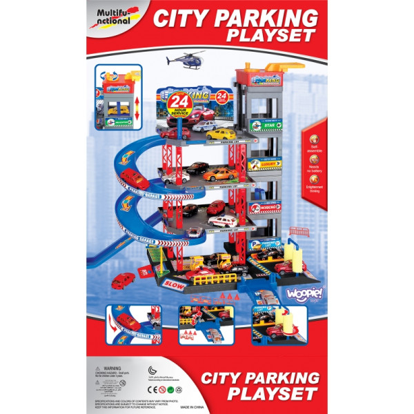 WOOPIE Wielopoziomowy Parking Garaż Myjnia Auta Helikopter + Akc.