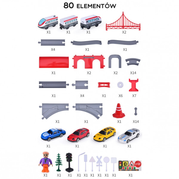 WOOPIE Электропоезд Путь Мост Тоннель 80 шт.