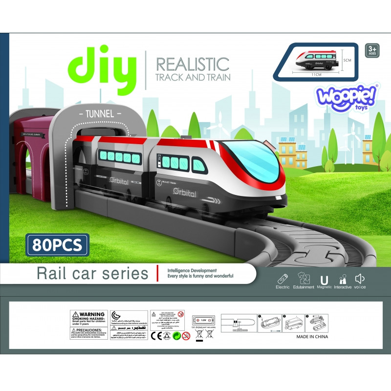 WOOPIE Kolejka Elektryczna Tor Most Tunel 80 el.