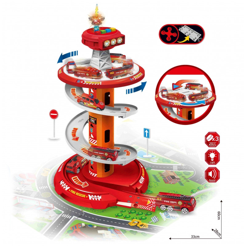 WOOPIE Track spiralinis garažas žaisliniams automobiliams 3 vnt.