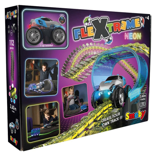 SMOBY Flextreme neoninė automobilių trasa su automobilio pradiniu rinkiniu SMOBY Flextreme neoninė automobilių trasa su automobilio pradiniu rinkiniu