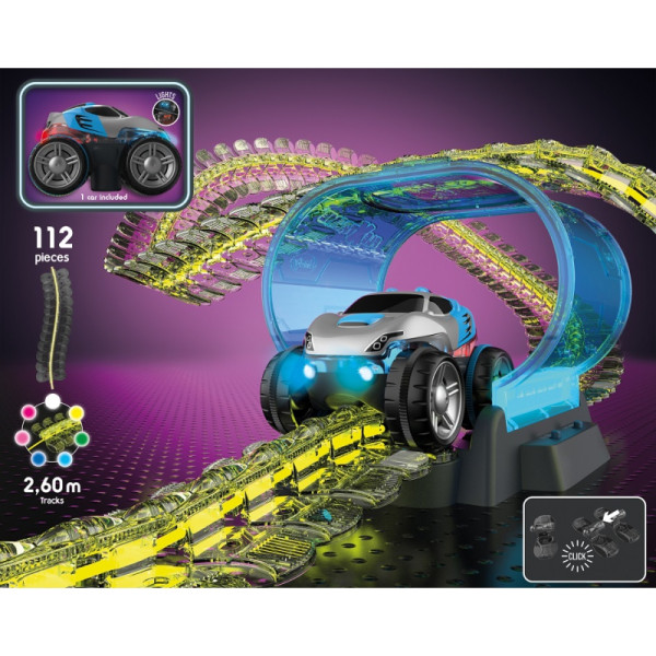 SMOBY Flextreme neoninė automobilių trasa su automobilio pradiniu rinkiniu SMOBY Flextreme neoninė automobilių trasa su automobilio pradiniu rinkiniu