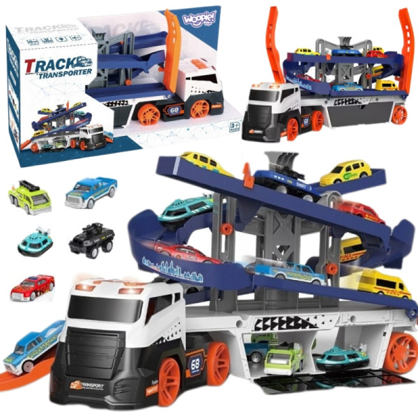 WOOPIE interaktyvus sunkvežimių vilkiko takelis automobiliams su garsu ir šviesa WOOPIE interaktyvus sunkvežimių vilkiko takelis automobiliams su garsu ir šviesa